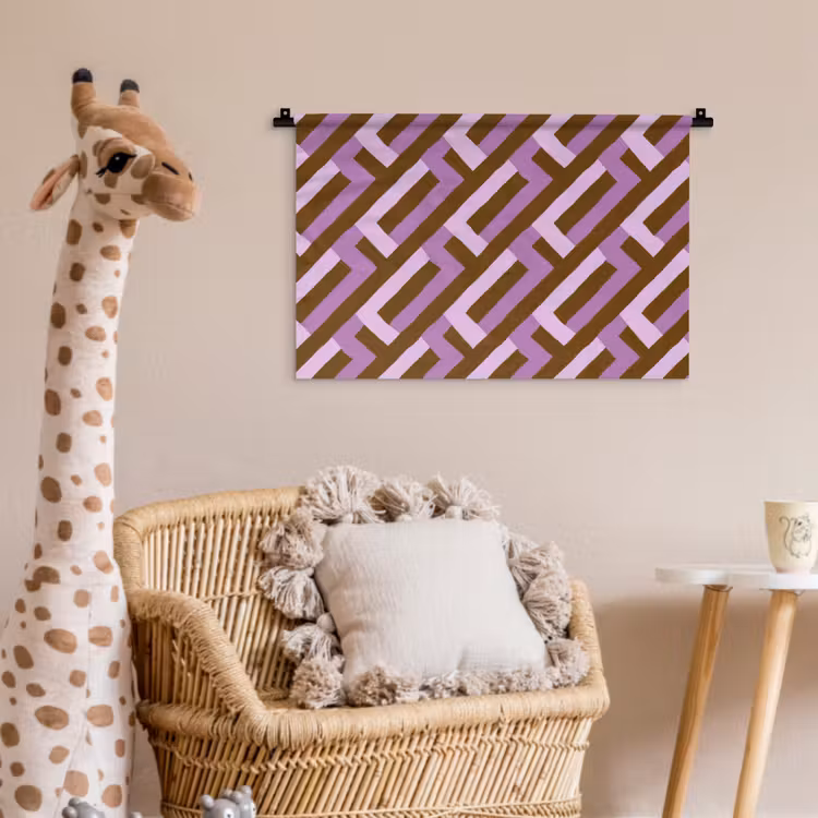 Wandkleed - Bruin - Roze - Geometrisch - Meander - Patroon — 5