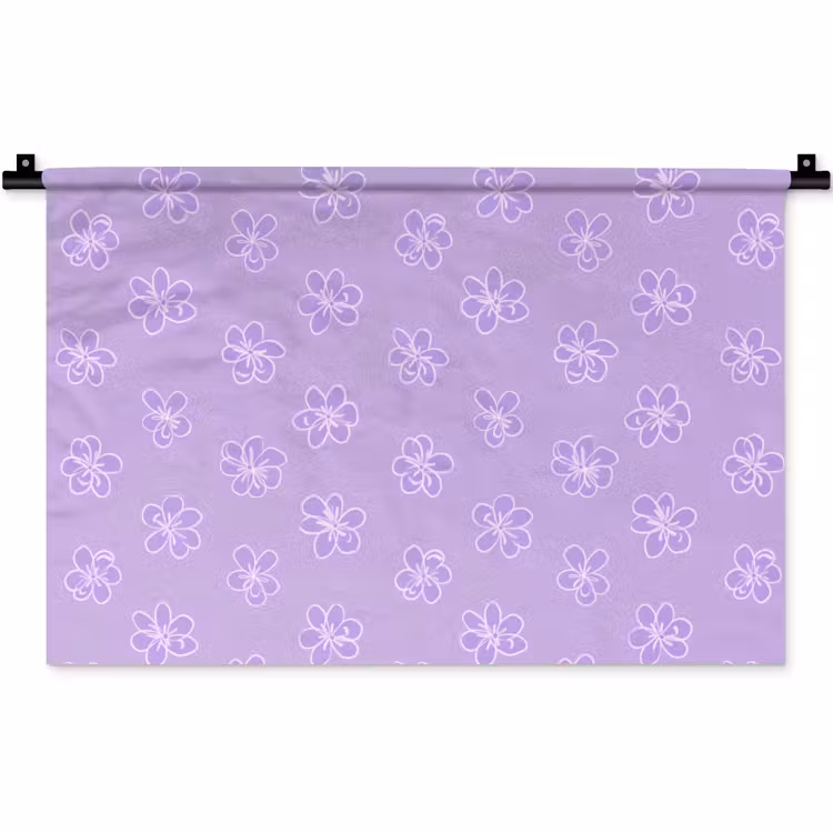 Wandkleed - Lila - Botanisch - Bloemen - Handgetekend - Patroon — 1