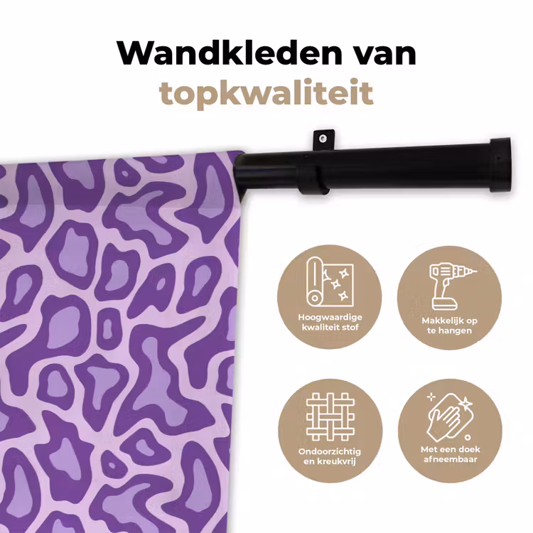 Wandkleed - Paars - Abstract - Luipaard - Vlekken - Groovy - Patroon — 3