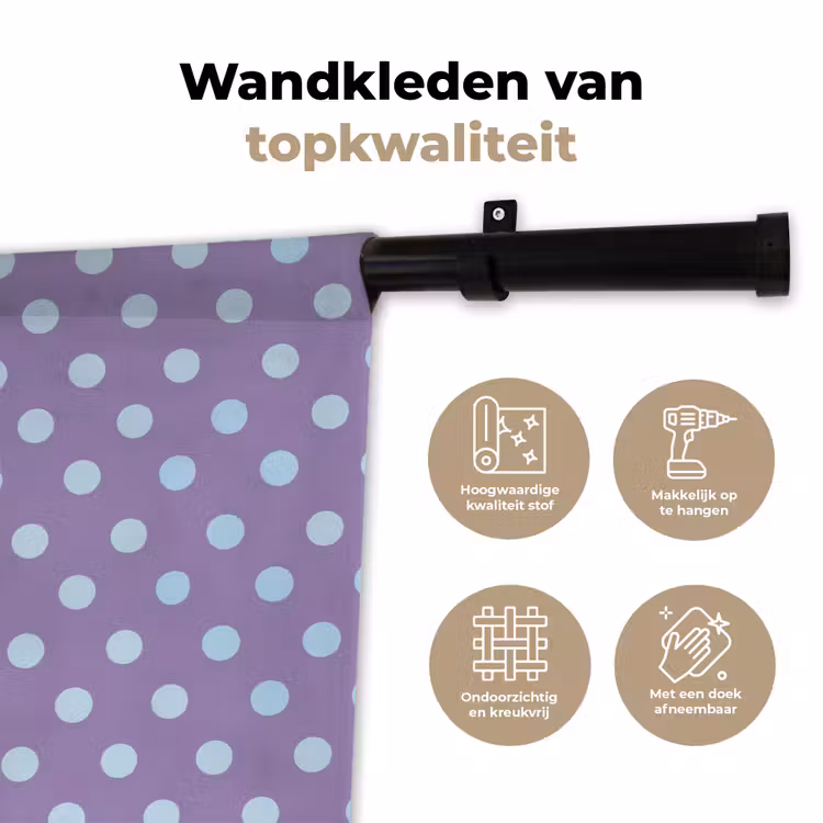 Wandkleed - Paars - Blauw - Geometrisch - Stippen - Polka Dot - Patroon — 3