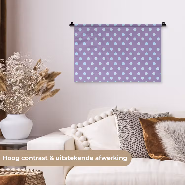 Wandkleed - Paars - Blauw - Geometrisch - Stippen - Polka Dot - Patroon — 4