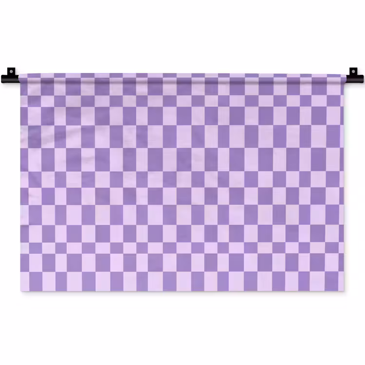 Wandkleed - Paars - Geometrisch - Dambord - Blokken - Patroon — 1