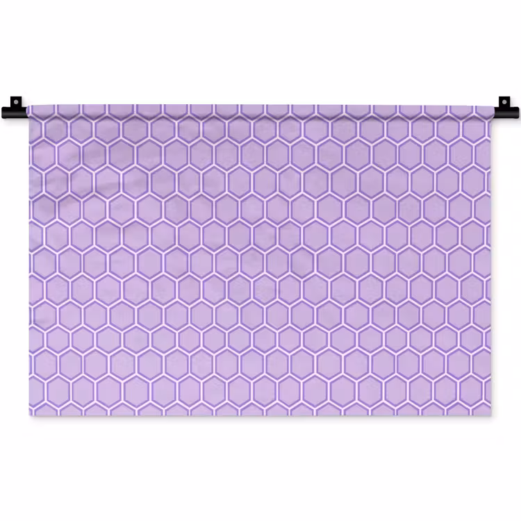 Wandkleed - Paars - Geometrisch - Honeycomb - Bijenraat - Patroon — 1
