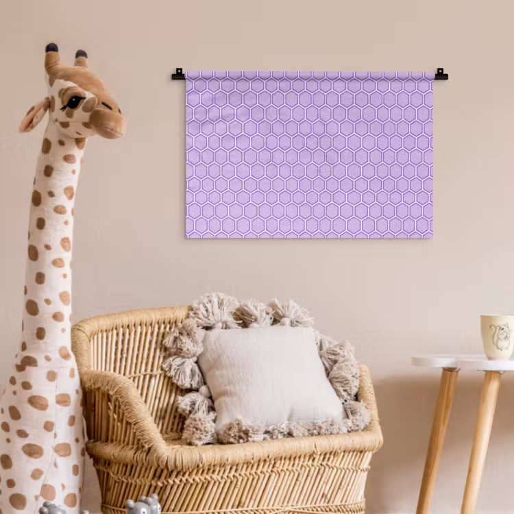 Wandkleed - Paars - Geometrisch - Honeycomb - Bijenraat - Patroon — 5