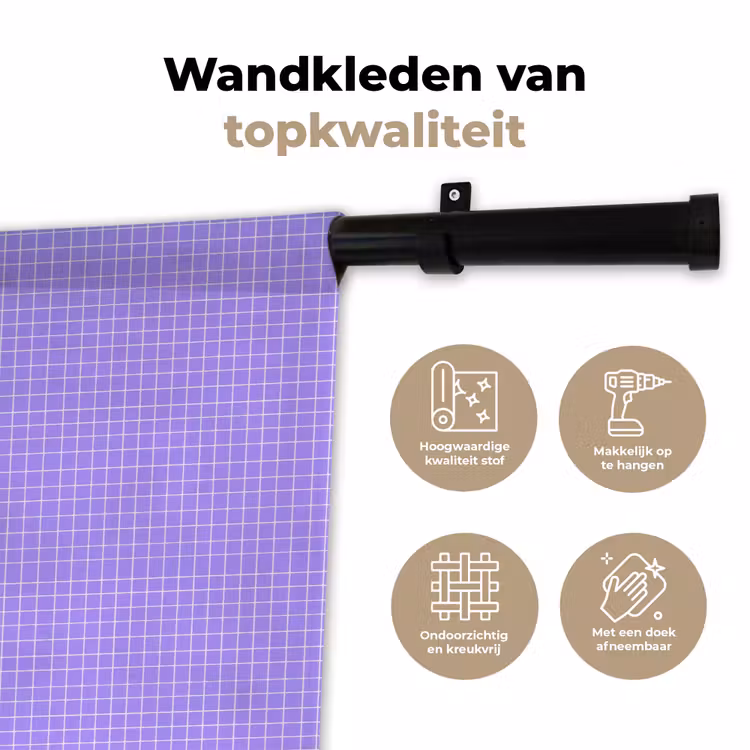 Wandkleed - Paars - Geometrisch - Raster - Minimalistisch - Patroon — 3
