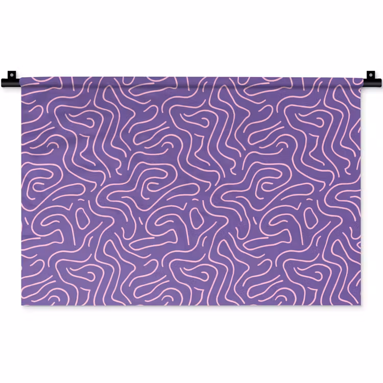 Wandkleed - Paars - Roze - Abstract - Lijnen - Doolhof - Patroon — 1