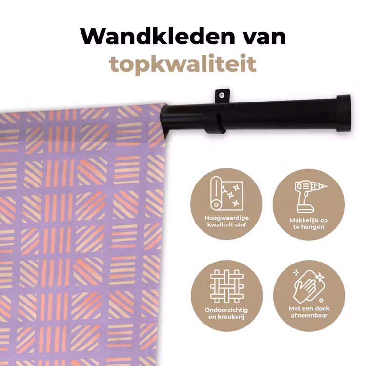 Wandkleed - Paars - Roze - Geometrisch - Strepen - Blokken - Patroon — 3