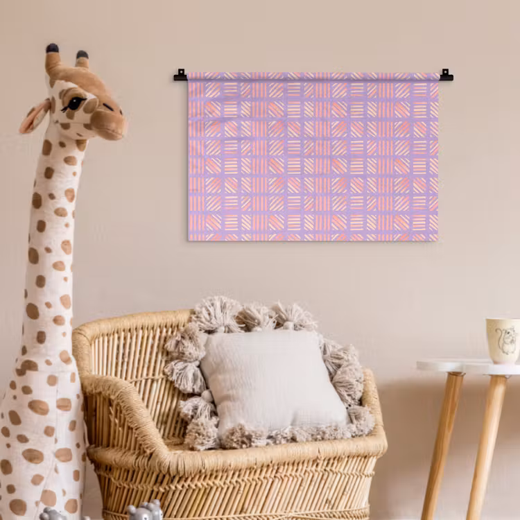 Wandkleed - Paars - Roze - Geometrisch - Strepen - Blokken - Patroon — 5