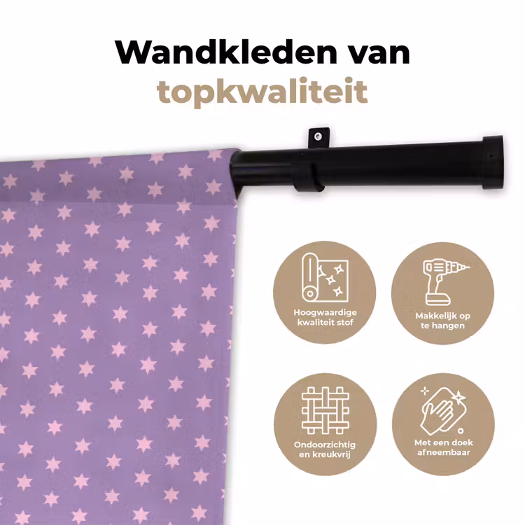 Wandkleed - Paars - Roze - Sterren - Geometrisch - Patroon — 3