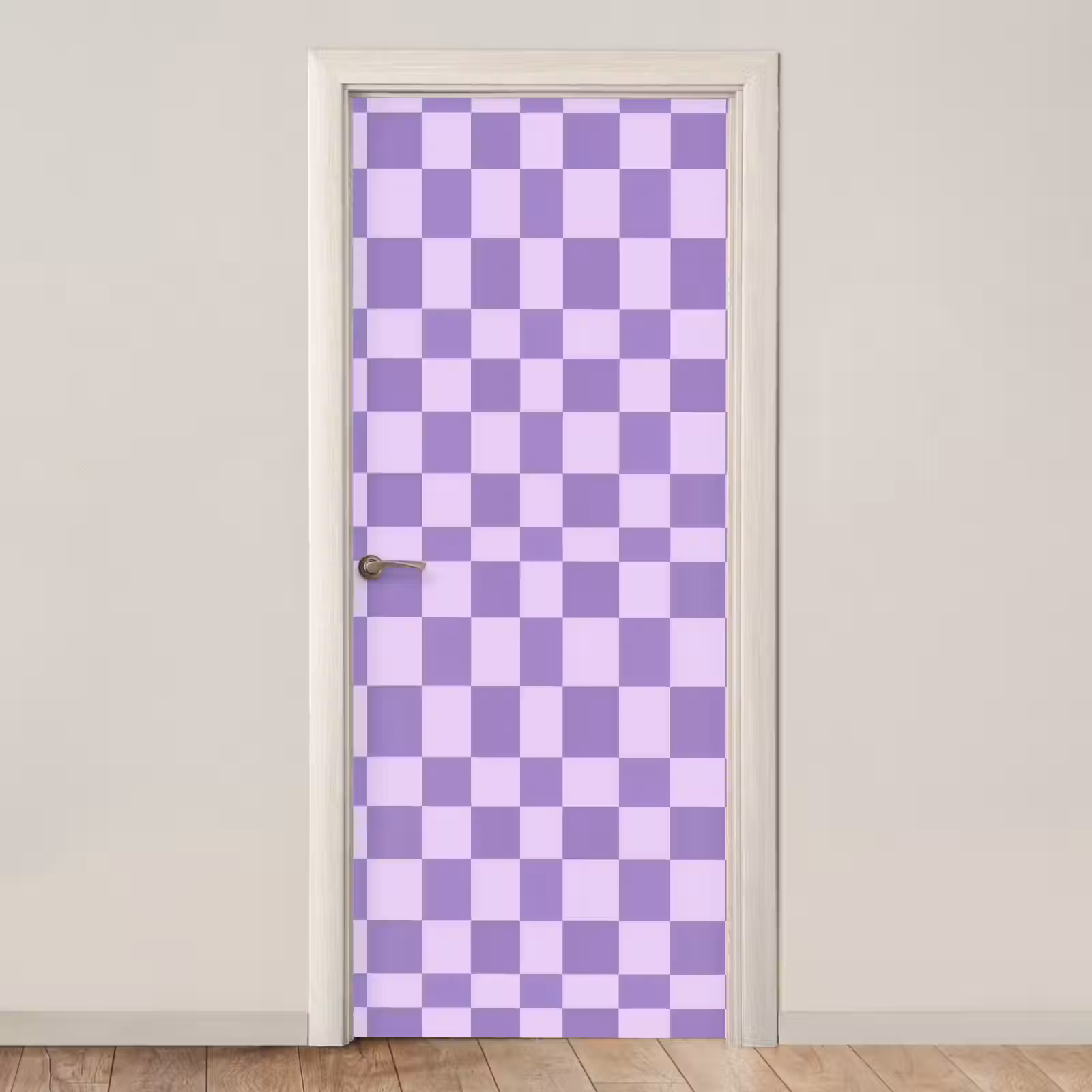 Deursticker - Paars - Geometrisch - Dambord - Blokken - Patroon — 1