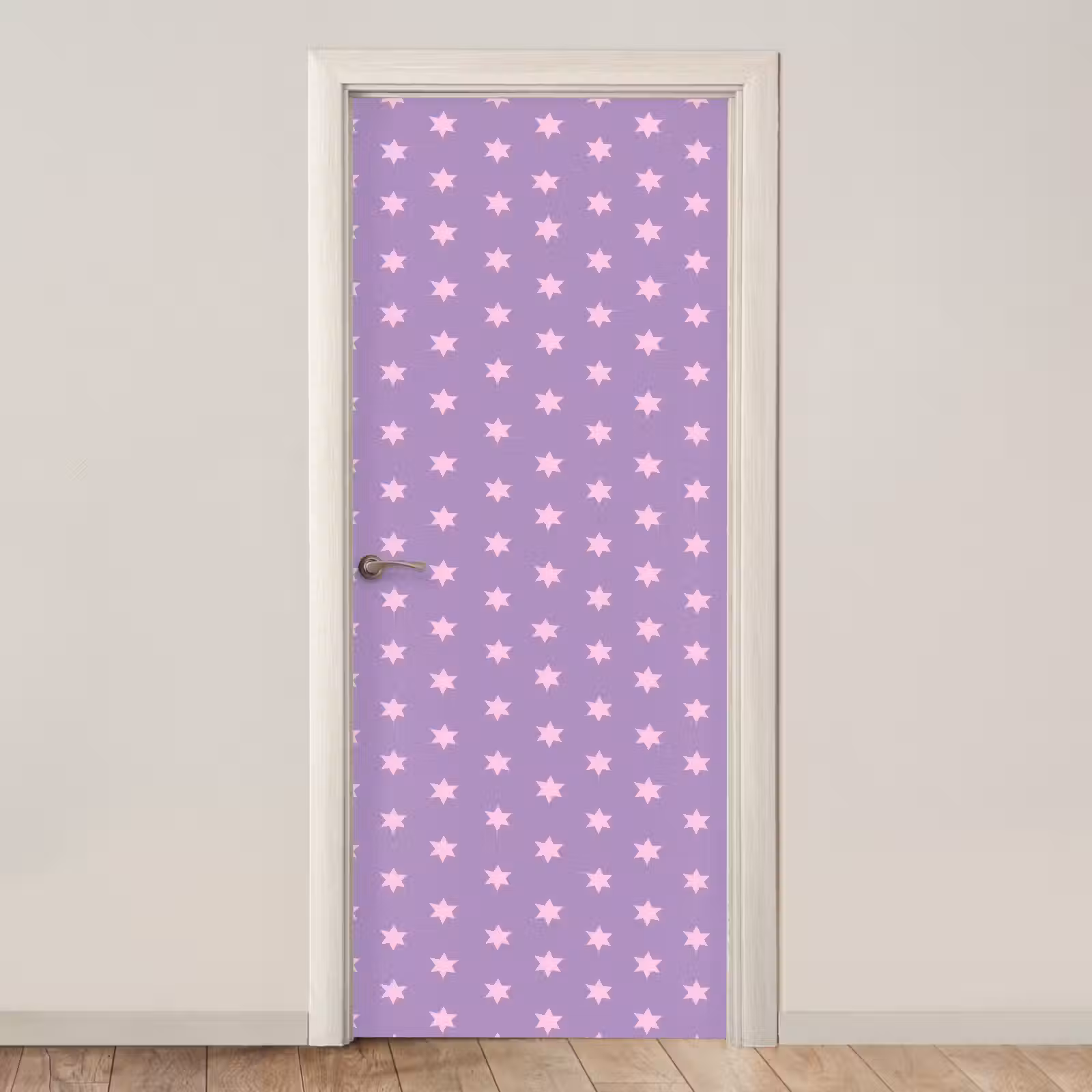 Deursticker - Paars - Roze - Sterren - Geometrisch - Patroon — 1