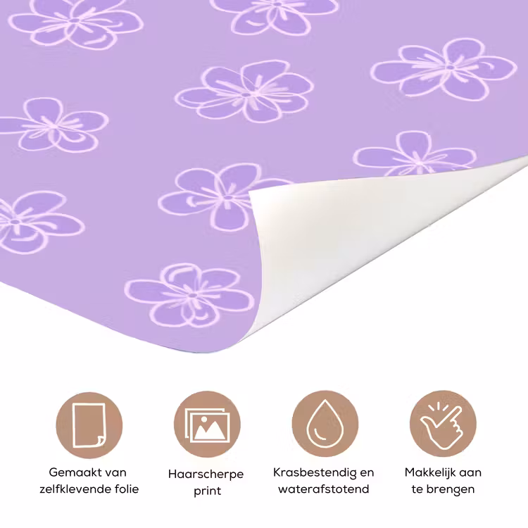 Deursticker - Lila - Botanisch - Bloemen - Handgetekend - Patroon — 3