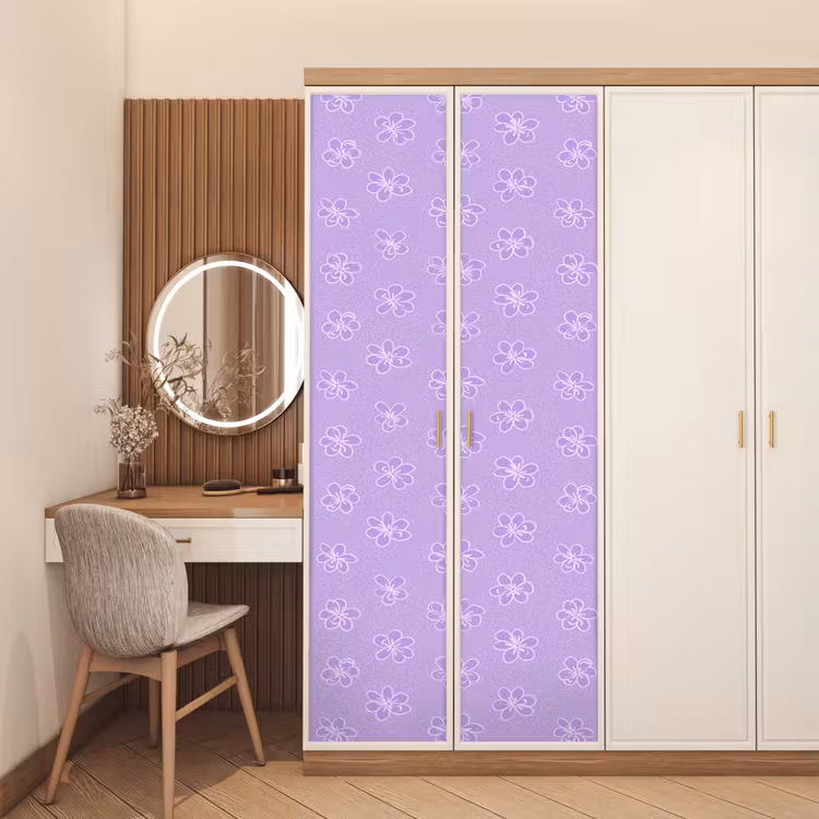 Deursticker - Lila - Botanisch - Bloemen - Handgetekend - Patroon — 5