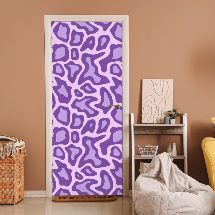 Deursticker - Paars - Abstract - Luipaard - Vlekken - Groovy - Patroon — 2