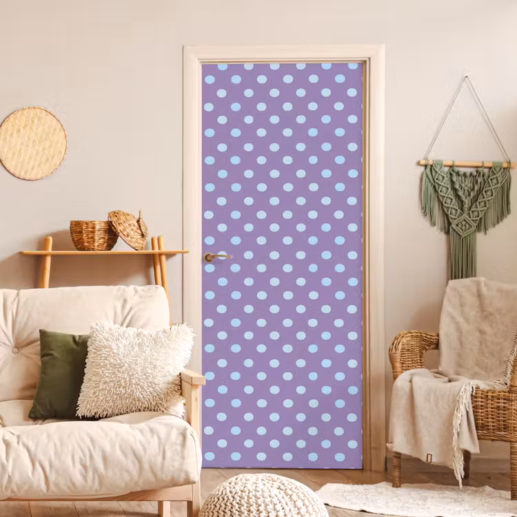 Deursticker - Paars - Blauw - Geometrisch - Stippen - Polka Dot - Patroon — 4