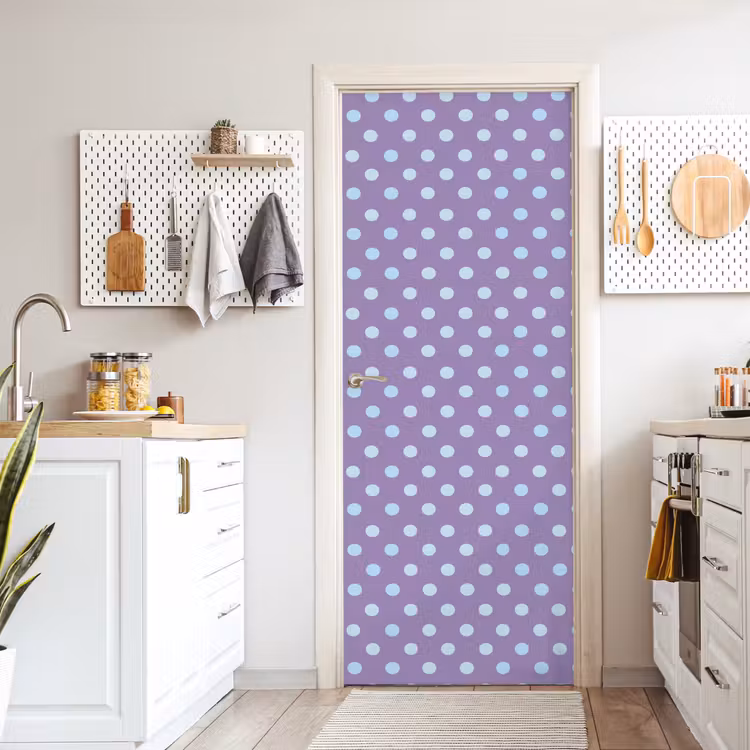 Deursticker - Paars - Blauw - Geometrisch - Stippen - Polka Dot - Patroon — 7