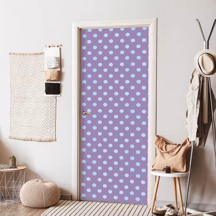 Deursticker - Paars - Blauw - Geometrisch - Stippen - Polka Dot - Patroon — 8