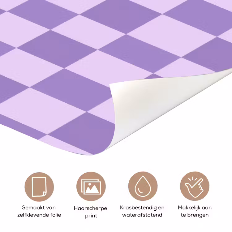 Deursticker - Paars - Geometrisch - Dambord - Blokken - Patroon — 3