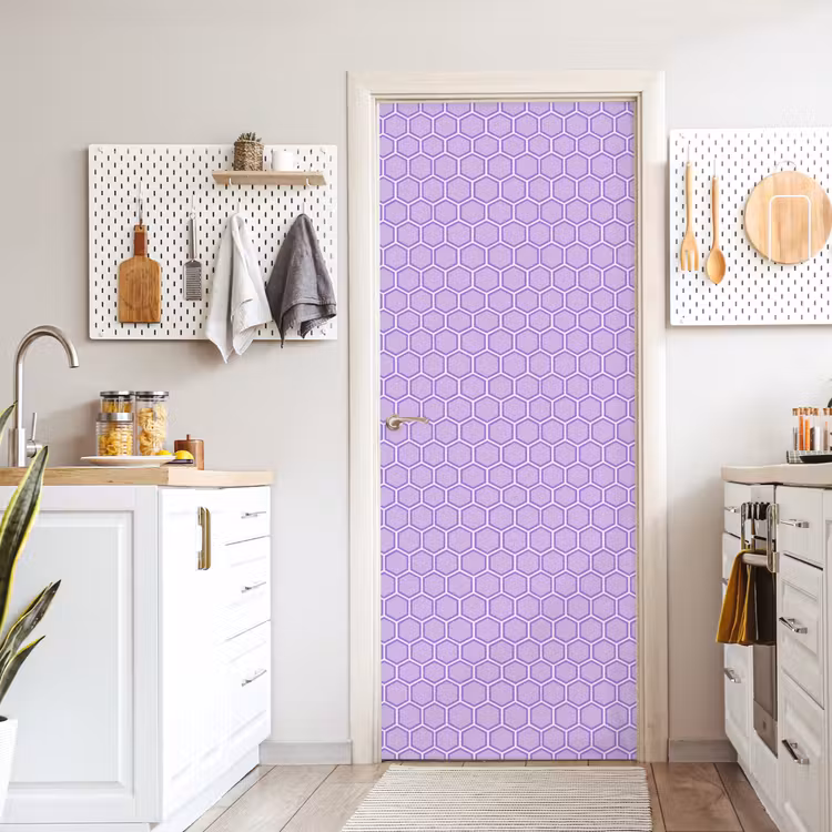 Deursticker - Paars - Geometrisch - Honeycomb - Bijenraat - Patroon — 7