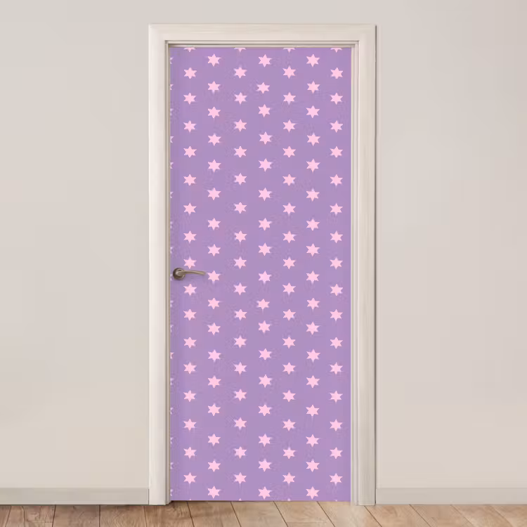 Deursticker - Paars - Roze - Sterren - Geometrisch - Patroon — 1