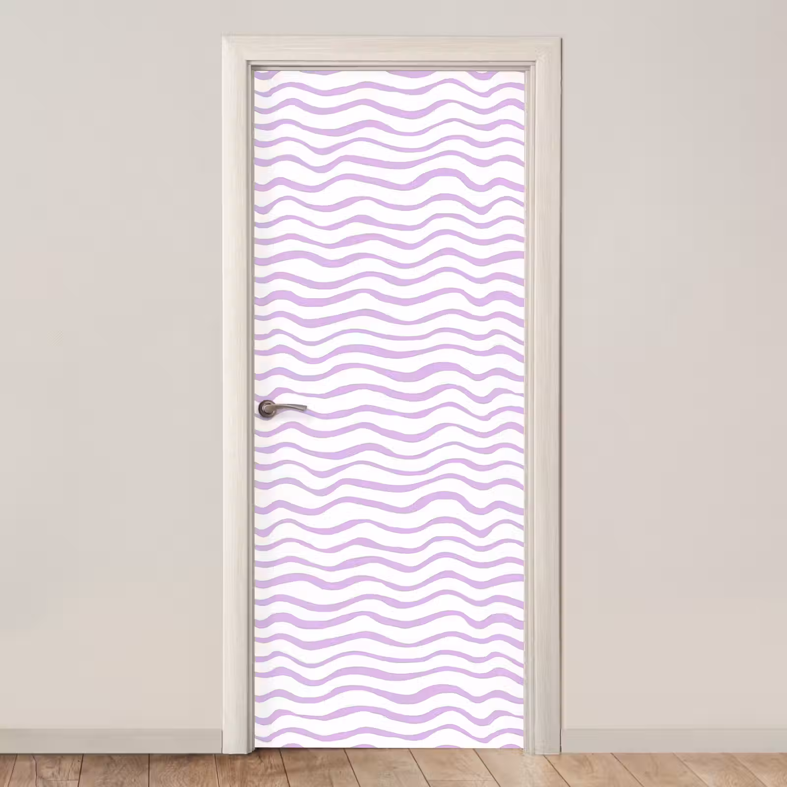 Deursticker - Lila - Geometrisch - Golfjes - Lijnen - Patroon — 1