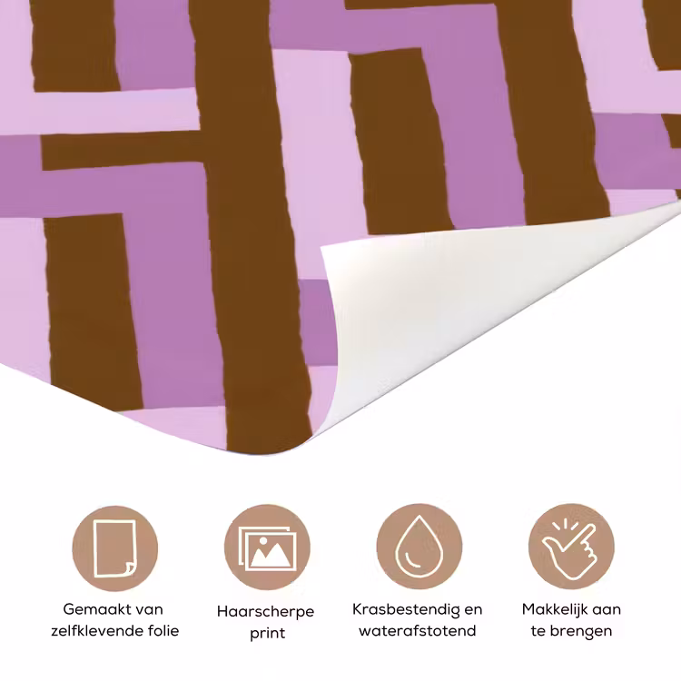 Deursticker - Bruin - Roze - Geometrisch - Meander - Patroon — 3