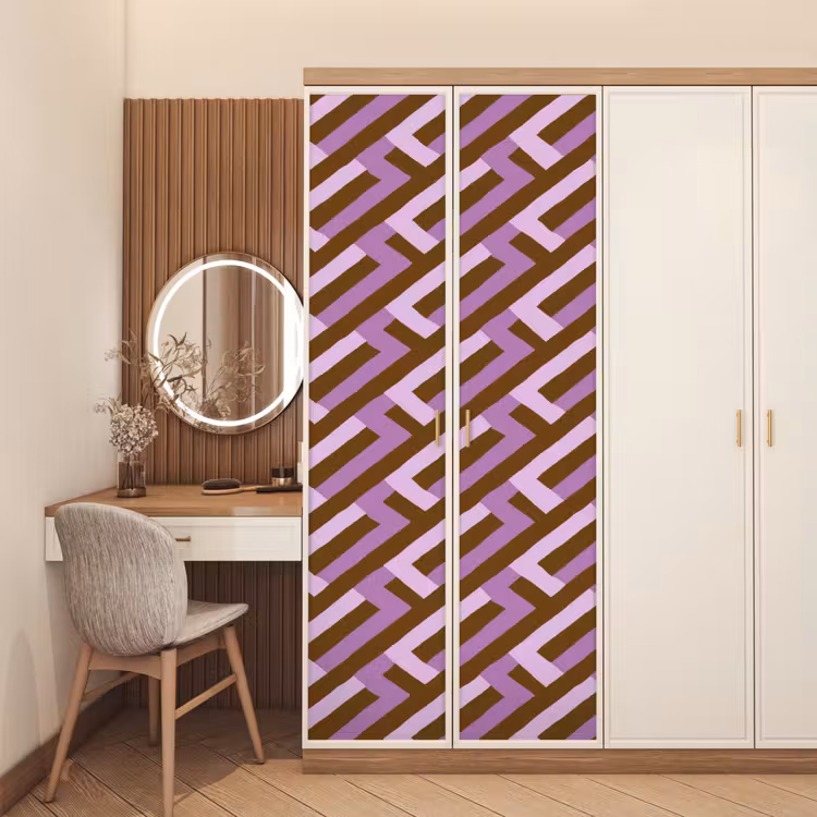Deursticker - Bruin - Roze - Geometrisch - Meander - Patroon — 5