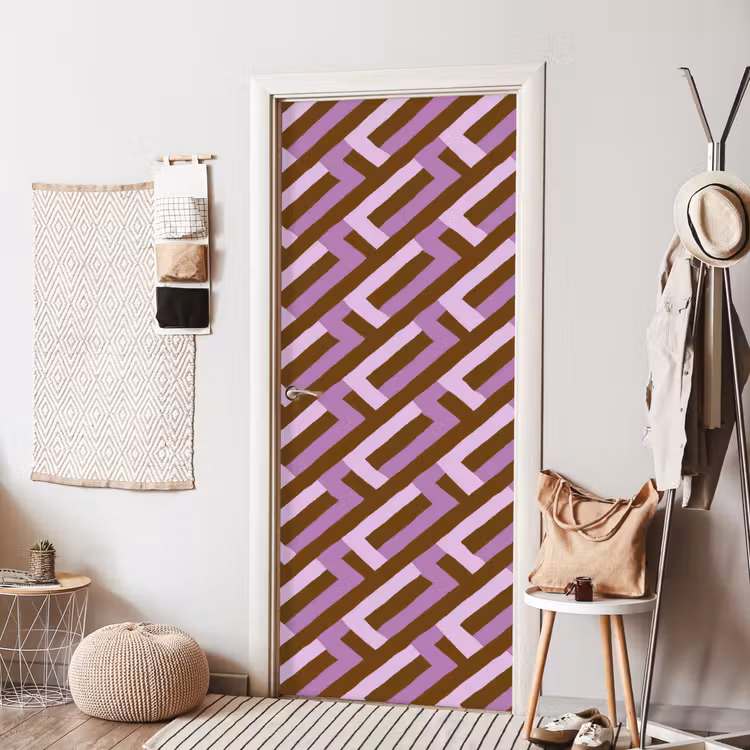 Deursticker - Bruin - Roze - Geometrisch - Meander - Patroon — 8
