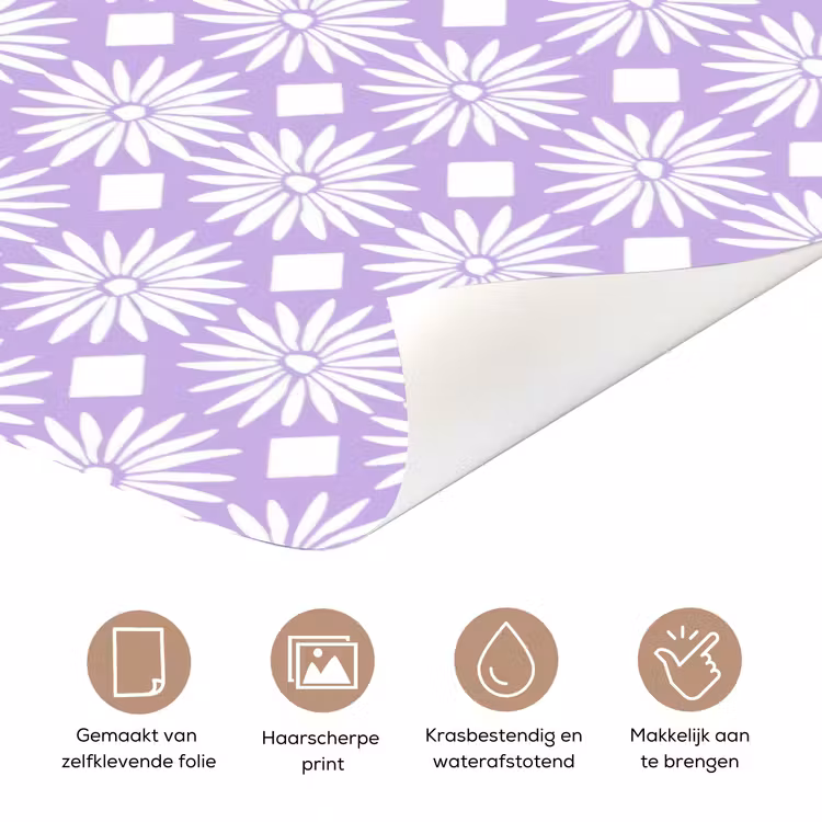 Deursticker - Lila - Botanisch - Bloemen - Margrieten - Patroon — 3