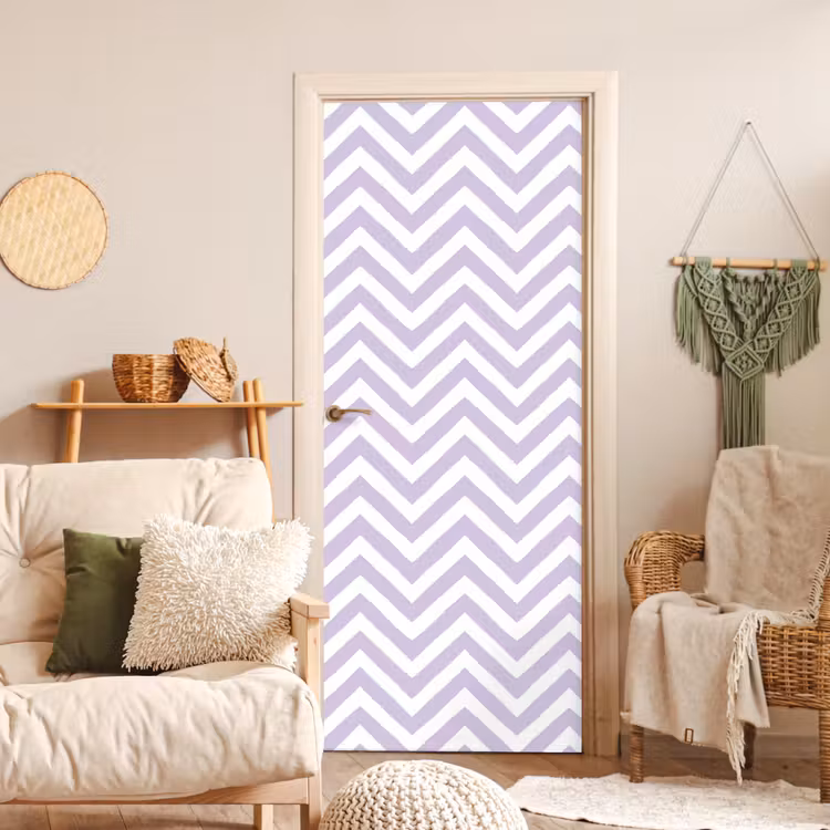 Deursticker - Lila - Geometrisch - Chevron - Zigzag - Patroon — 4