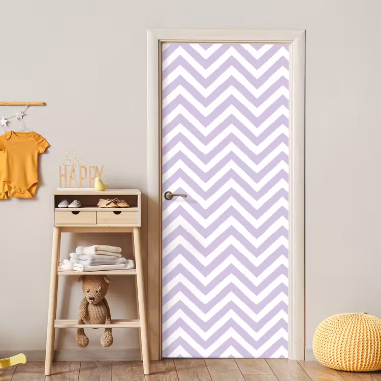 Deursticker - Lila - Geometrisch - Chevron - Zigzag - Patroon — 6