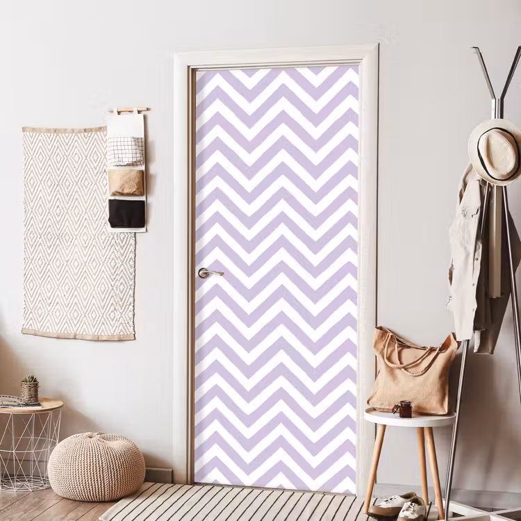 Deursticker - Lila - Geometrisch - Chevron - Zigzag - Patroon — 8