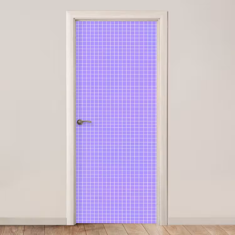 Deursticker - Paars - Geometrisch - Raster - Minimalistisch - Patroon — 1