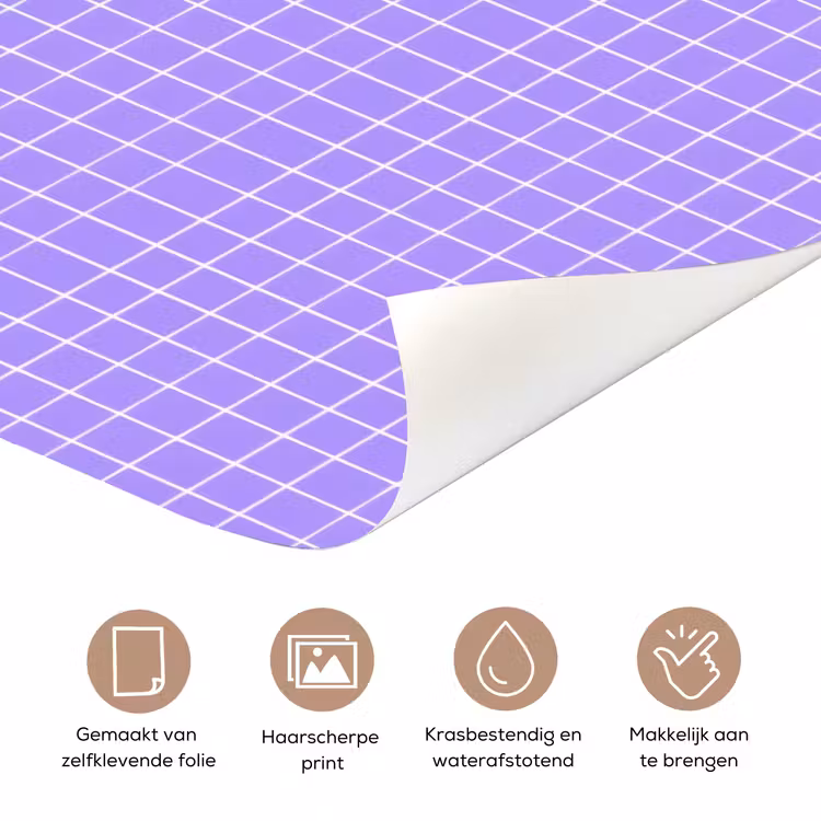 Deursticker - Paars - Geometrisch - Raster - Minimalistisch - Patroon — 3