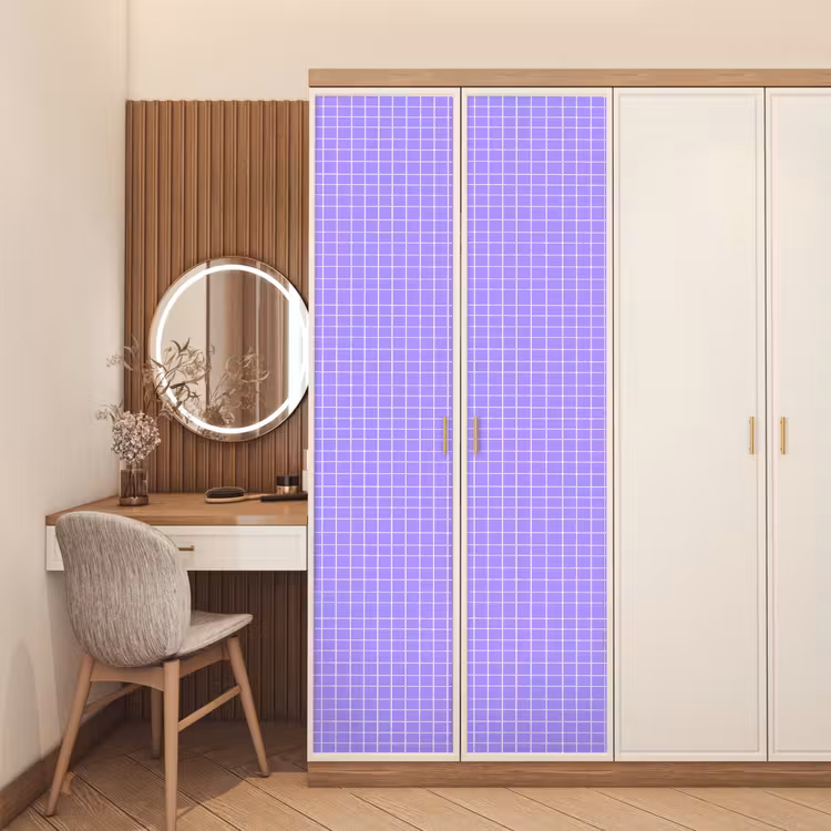 Deursticker - Paars - Geometrisch - Raster - Minimalistisch - Patroon — 5