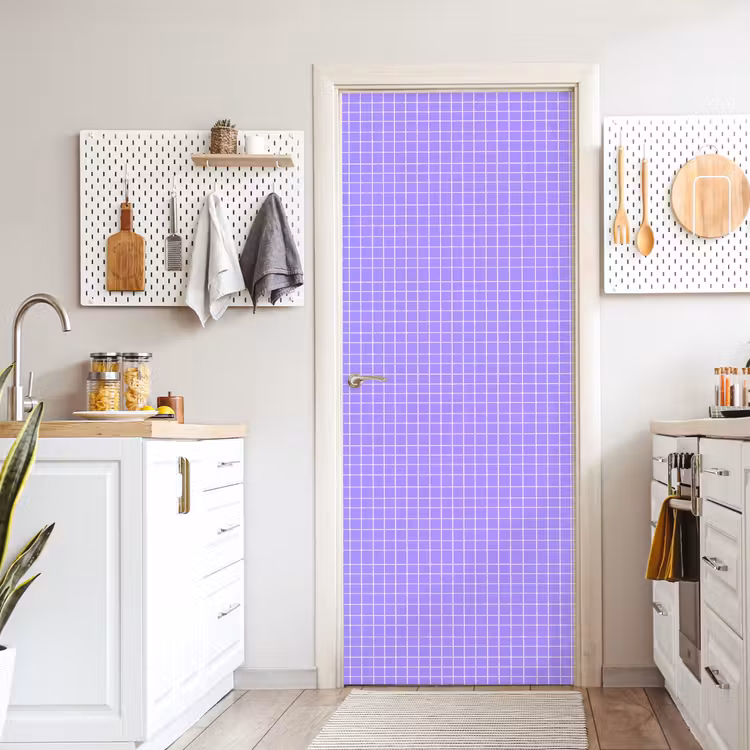 Deursticker - Paars - Geometrisch - Raster - Minimalistisch - Patroon — 7