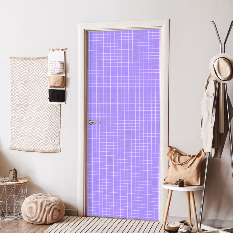 Deursticker - Paars - Geometrisch - Raster - Minimalistisch - Patroon — 8