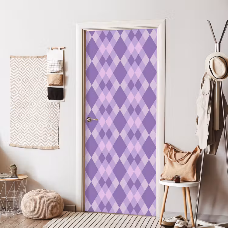 Deursticker - Paars - Geometrisch - Ruiten - Argyle - Patroon — 8