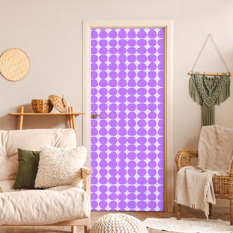 Deursticker - Paars - Geometrisch - Stippen - Polka Dot - Patroon — 4