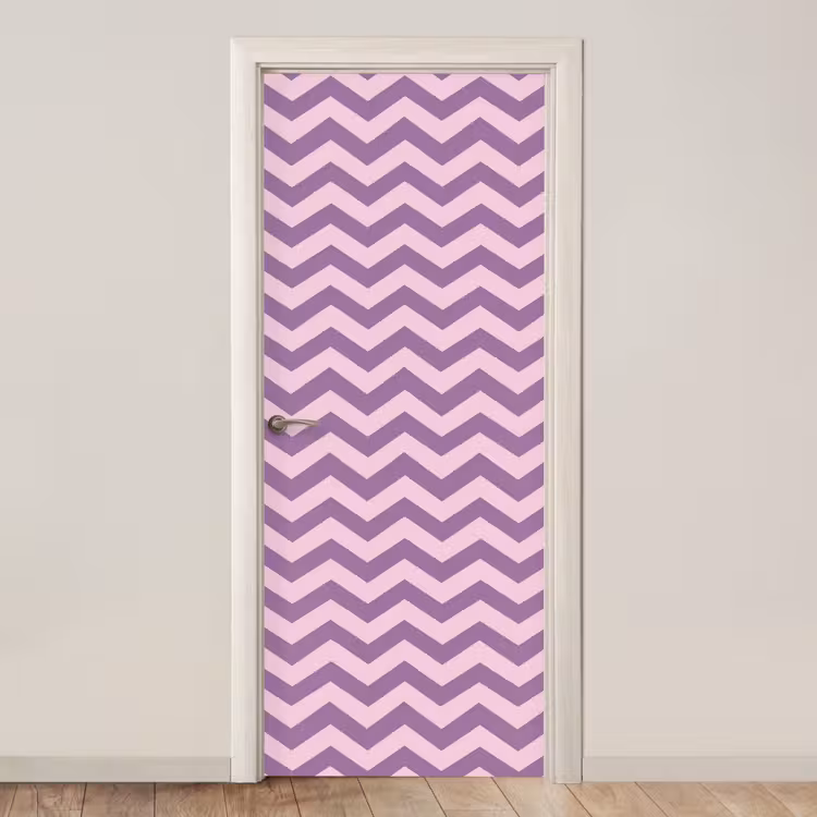 Deursticker - Paars - Roze - Geometrisch - Chevron - Zigzag - Patroon — 1