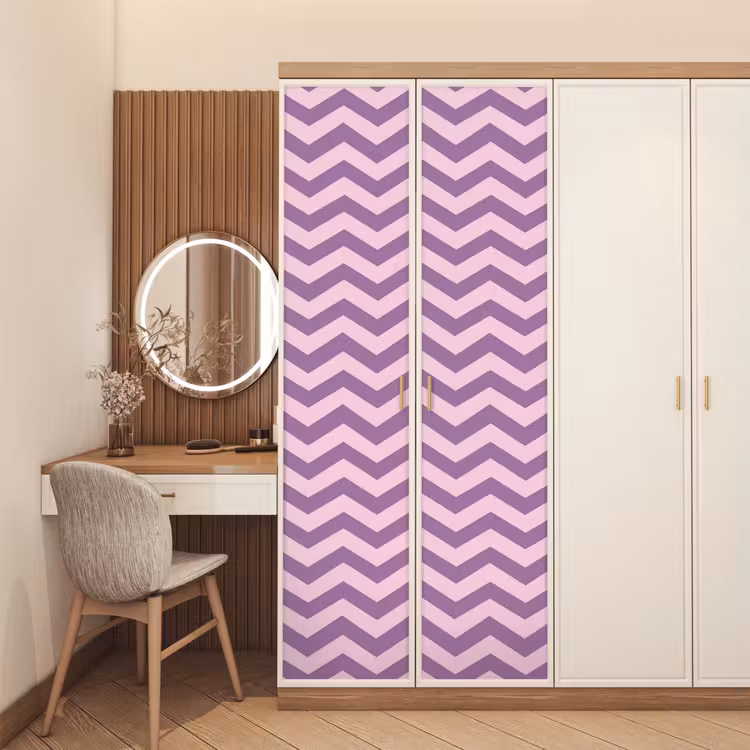 Deursticker - Paars - Roze - Geometrisch - Chevron - Zigzag - Patroon — 5