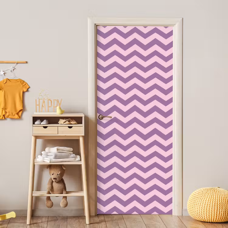 Deursticker - Paars - Roze - Geometrisch - Chevron - Zigzag - Patroon — 6