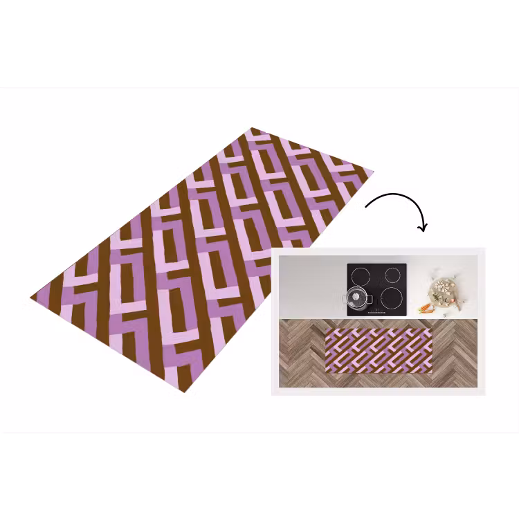 Keukenloper - Bruin - Roze - Geometrisch - Meander - Patroon — 1
