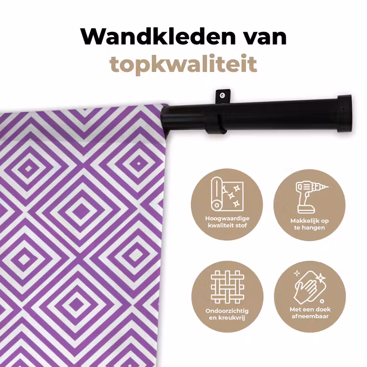 Wandkleed - Paars - Geometrisch - Ruiten - Concentrisch - Patroon — 3