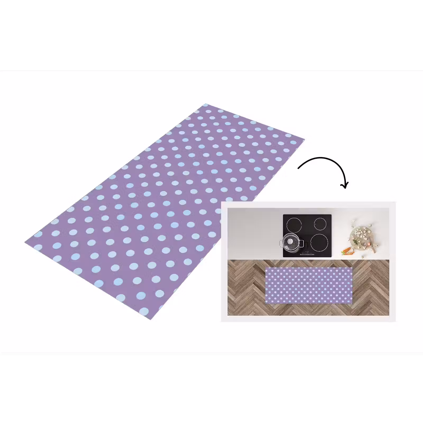 Keukenloper - Paars - Blauw - Geometrisch - Stippen - Polka Dot - Patroon — 1