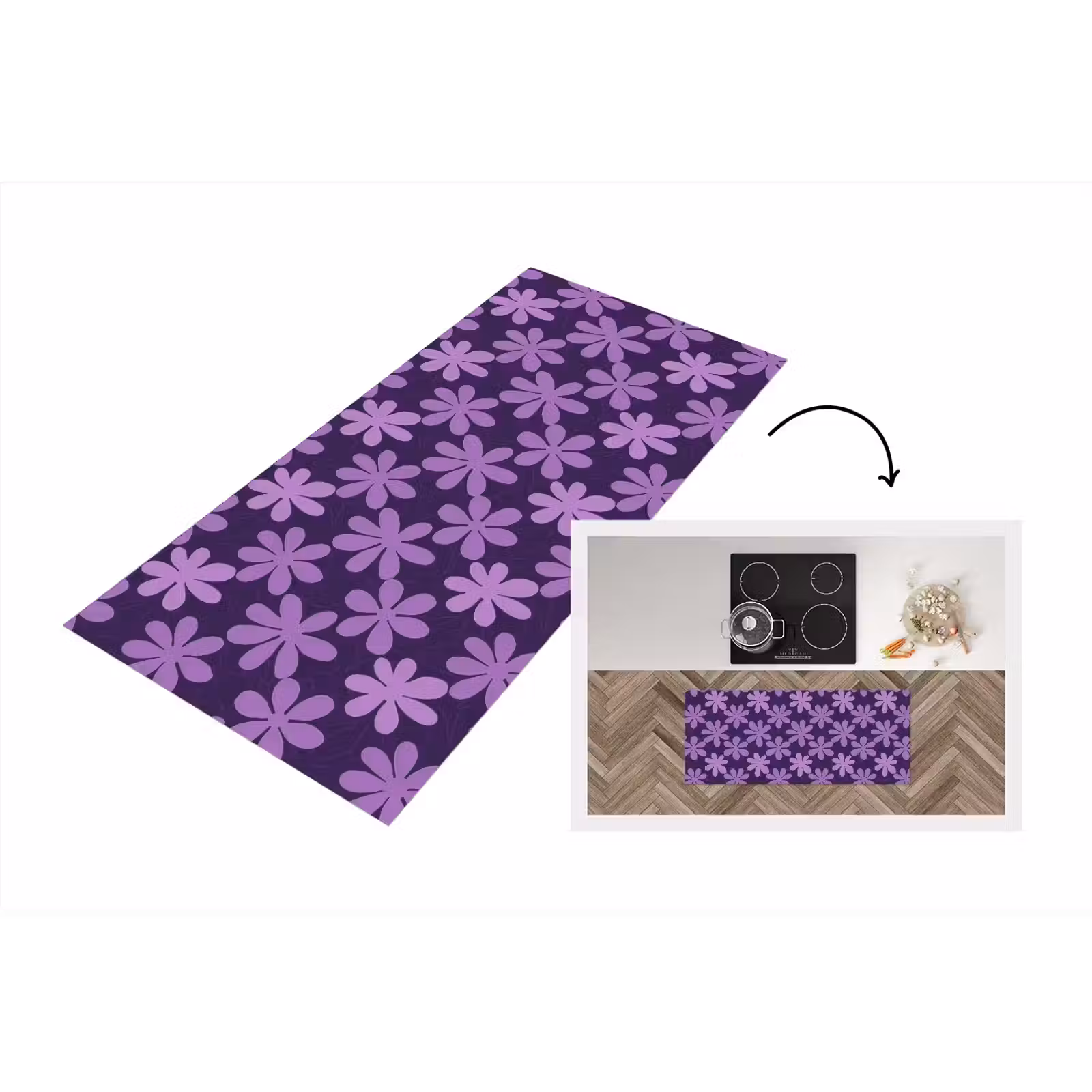 Keukenloper - Paars - Botanisch - Bloemen - Retro - Patroon — 1