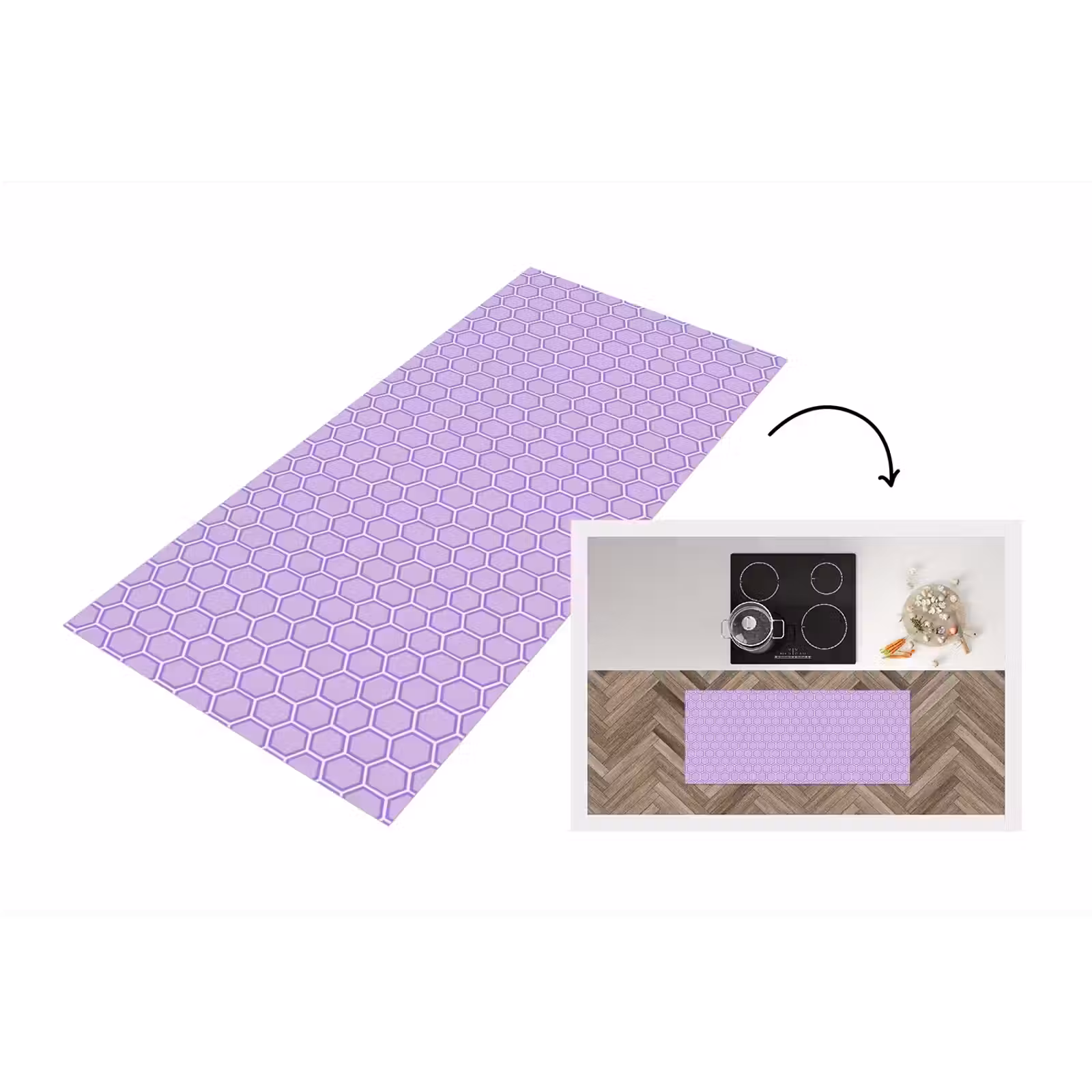 Keukenloper - Paars - Geometrisch - Honeycomb - Bijenraat - Patroon — 1