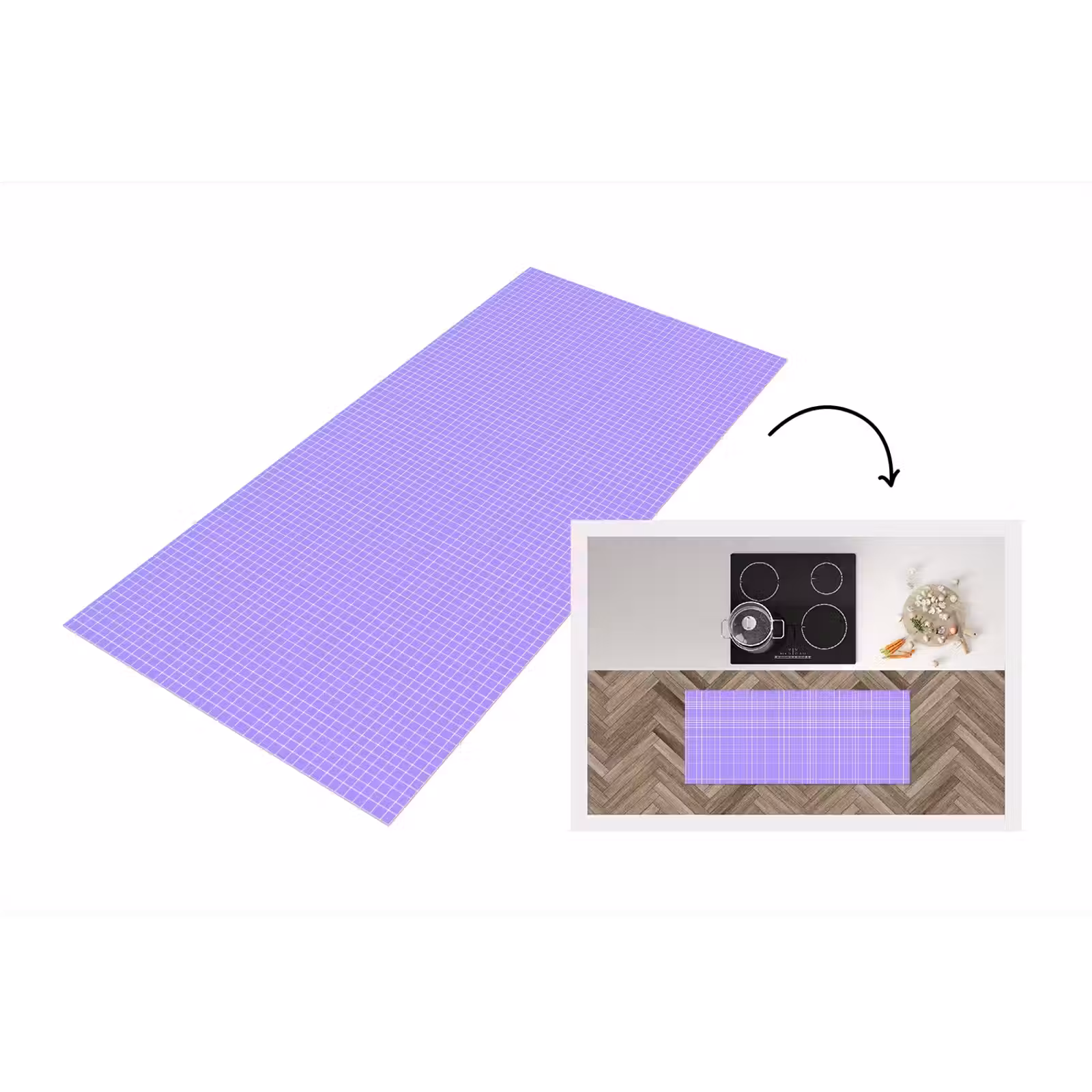 Keukenloper - Paars - Geometrisch - Raster - Minimalistisch - Patroon — 1