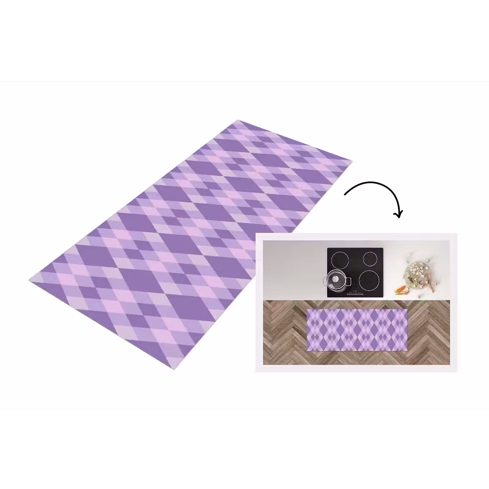 Keukenloper - Paars - Geometrisch - Ruiten - Argyle - Patroon — 1