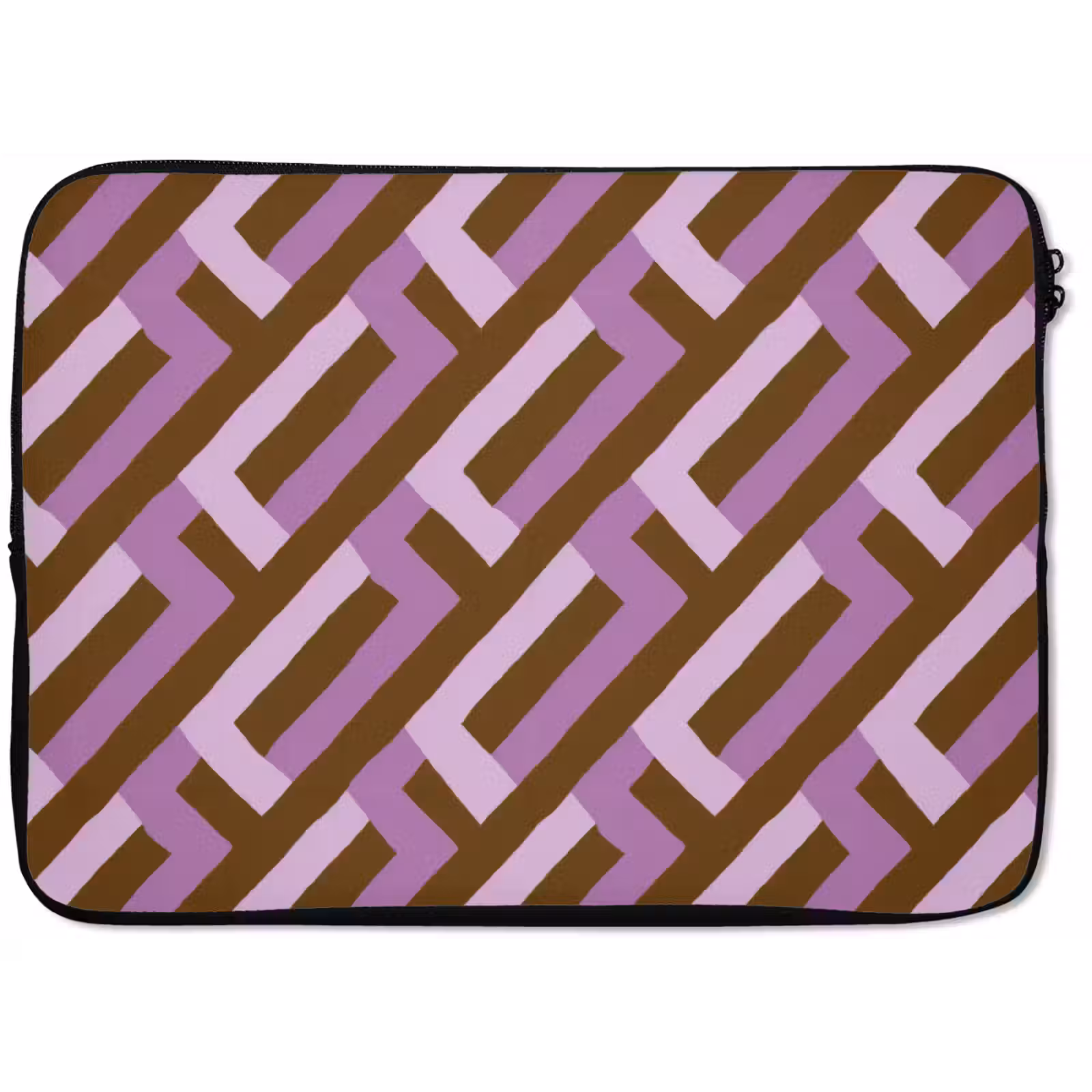 Laptophoes - Bruin - Roze - Geometrisch - Meander - Patroon — 1